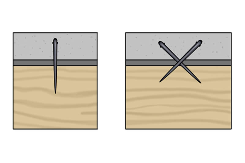 Grafisch dargestellte Verbindungsmöglichkeiten einer Holz-Beton-Verbunddecke
