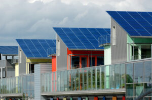 Passivhäusersiedlung mit Fotovoltaikanlagen